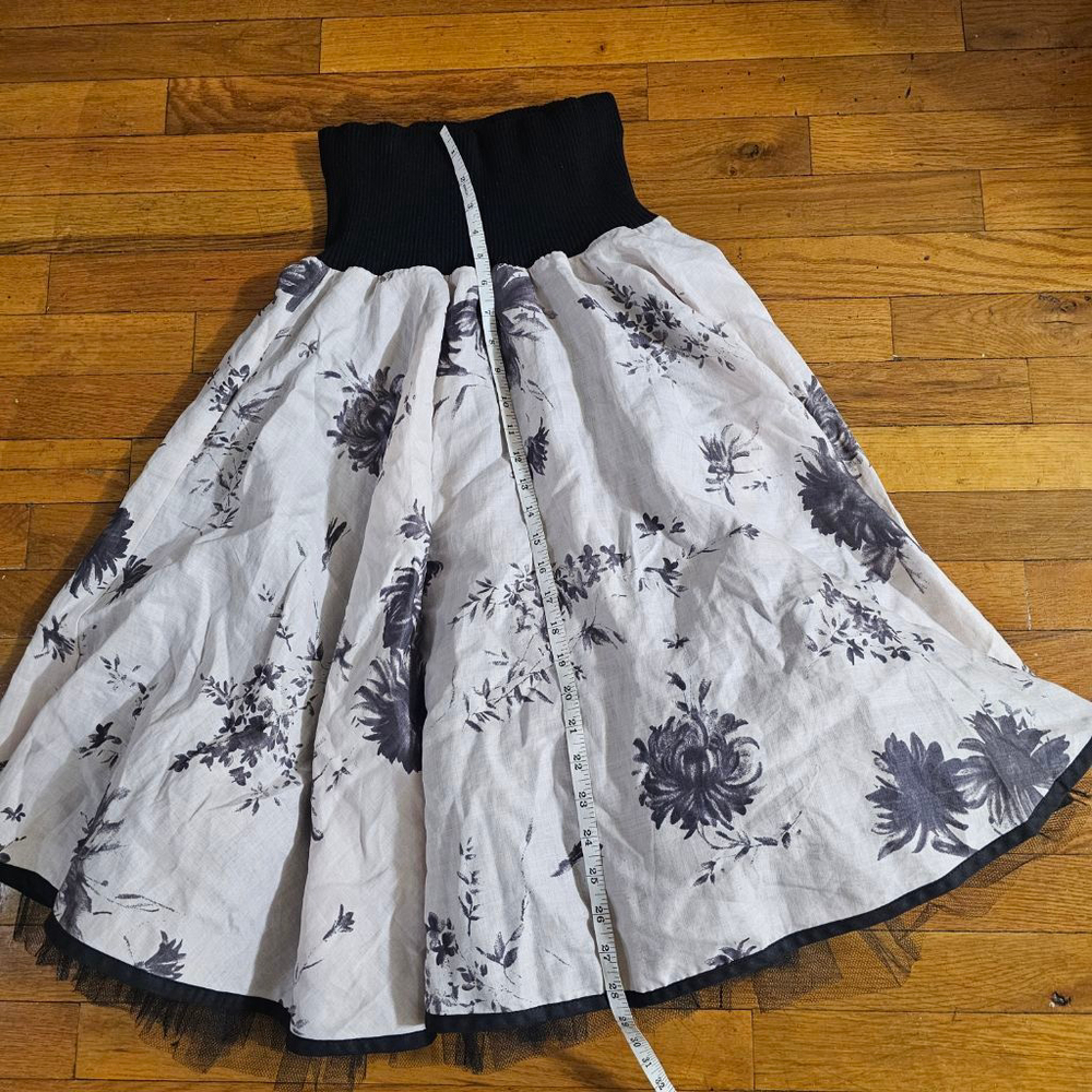 Cooper by Trelise White Black Floral A Line Skirt Small Linen Blend - Picture 3 of 7